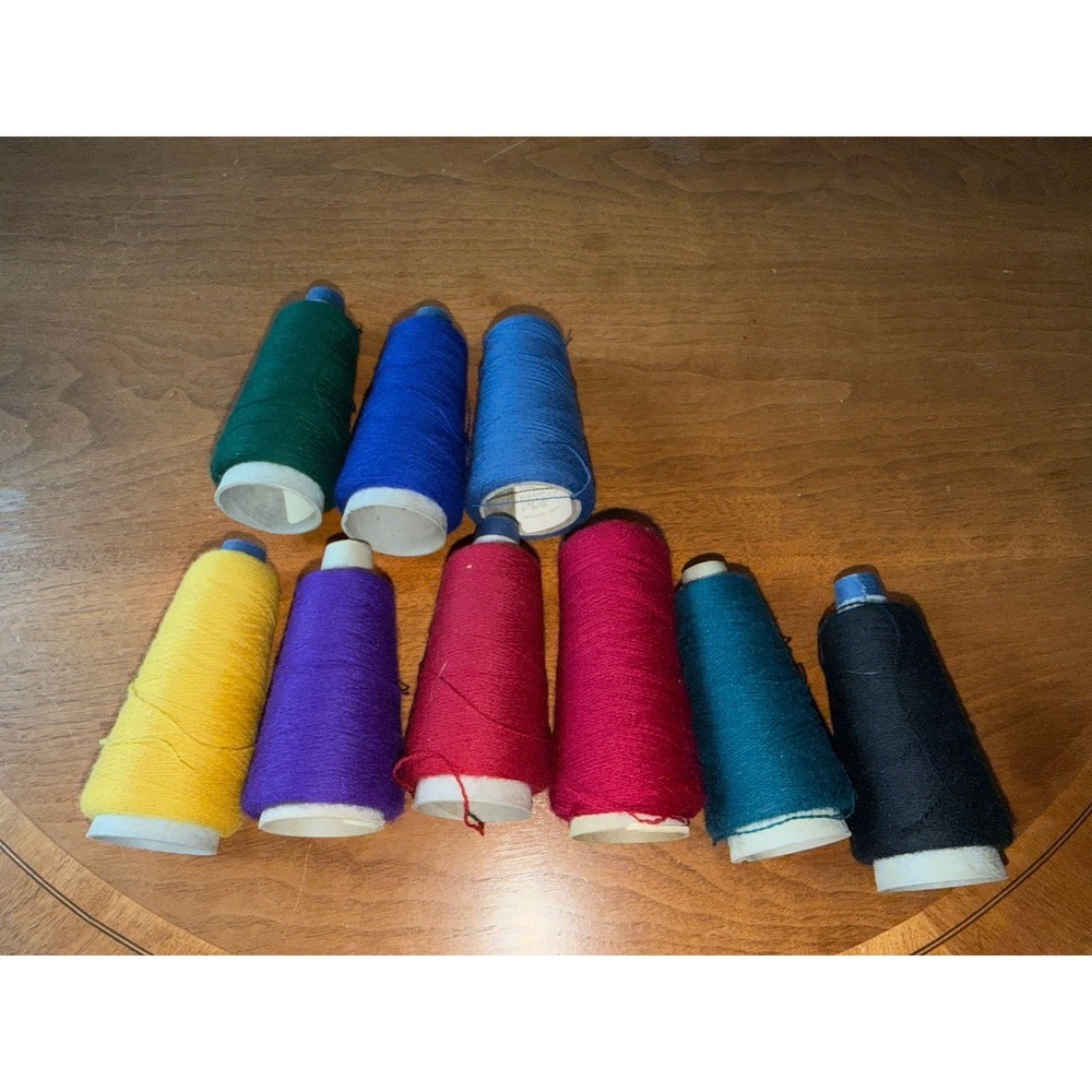 Halcyon‎ Wool Yarn 2/20 9 Cone Spools Thread Embroidery Lot Used